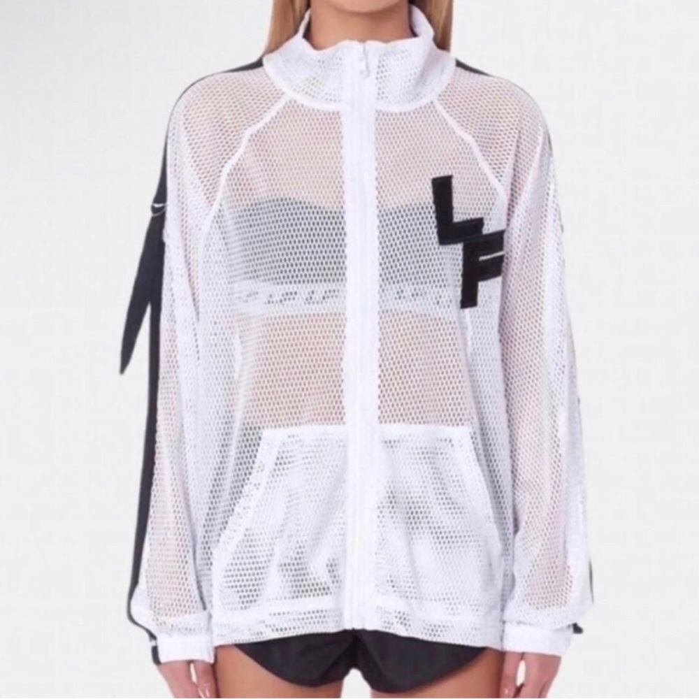 LF zip-up white light weight mesh track style utility detail Jacket NEW RE $280